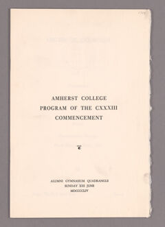 Thumbnail for Amherst College Commencement program, 1954 June 13 - Image 1