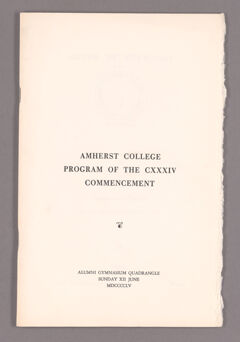 Thumbnail for Amherst College Commencement program, 1955 June 12 - Image 1
