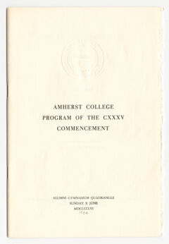 Thumbnail for Amherst College Commencement program, 1956 June 10 - Image 1