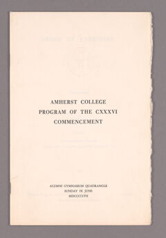 Thumbnail for Amherst College Commencement program, 1957 June 9 - Image 1
