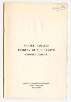 Thumbnail for Amherst College Commencement program, 1958 June 8 - Image 1