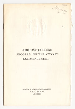 Thumbnail for Amherst College Commencement program, 1960 June 12 - Image 1