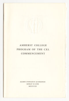 Thumbnail for Amherst College Commencement program, 1961 June 11 - Image 1
