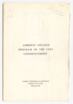 Thumbnail for Amherst College Commencement program, 1962 June 17 - Image 1