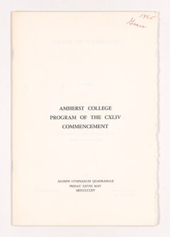 Thumbnail for Amherst College Commencement program, 1965 May 28 - Image 1