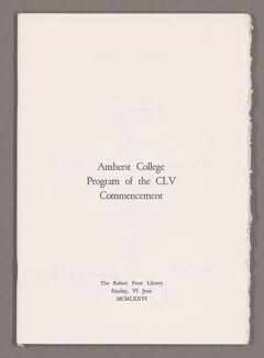 Thumbnail for Amherst College Commencement program, 1976 June 6 - Image 1