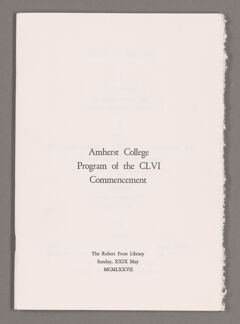 Thumbnail for Amherst College Commencement program, 1977 May 29 - Image 1