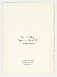 Thumbnail for Amherst College Commencement program, 1978 May 28 - Image 1