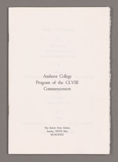 Thumbnail for Amherst College Commencement program, 1979 May 27 - Image 1