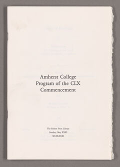 Thumbnail for Amherst College Commencement program, 1981 May 31 - Image 1