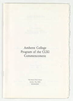 Thumbnail for Amherst College Commencement program, 1982 May 30 - Image 1