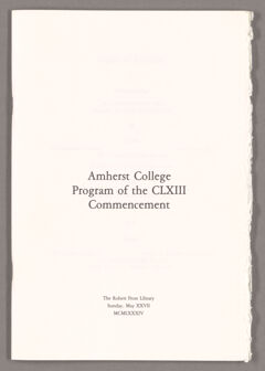 Thumbnail for Amherst College Commencement program, 1984 May 27 - Image 1