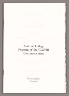 Thumbnail for Amherst College Commencement program, 1989 May 28 - Image 1