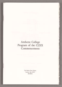 Thumbnail for Amherst College Commencement program, 1991 May 26 - Image 1
