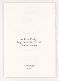 Thumbnail for Amherst College Commencement program, 1992 May 24 - Image 1