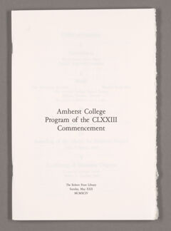 Thumbnail for Amherst College Commencement program, 1994 May 22 - Image 1