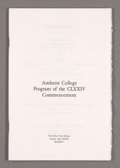 Thumbnail for Amherst College Commencement program, 1995 May 28 - Image 1