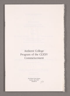 Thumbnail for Amherst College Commencement program, 1996 May 26 - Image 1