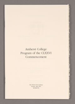 Thumbnail for Amherst College Commencement program, 1997 May 25 - Image 1