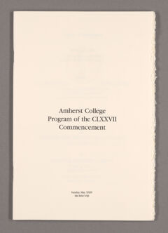 Thumbnail for Amherst College Commencement program, 1998 May 24 - Image 1