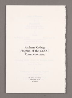 Thumbnail for Amherst College Commencement program, 1993 May 23 - Image 1
