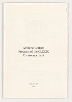 Thumbnail for Amherst College Commencement program, 2000 May 21 - Image 1