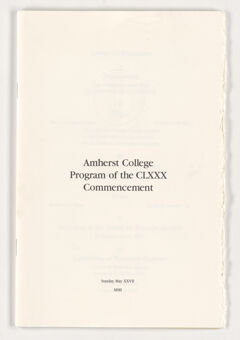 Thumbnail for Amherst College Commencement program, 2001 May 27 - Image 1
