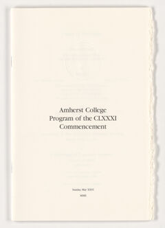 Thumbnail for Amherst College Commencement program, 2002 May 26 - Image 1