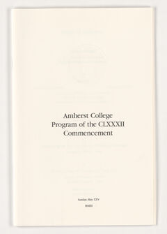 Thumbnail for Amherst College Commencement program, 2003 May 25 - Image 1