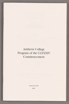 Thumbnail for Amherst College Commencement program, 2005 May 22 - Image 1