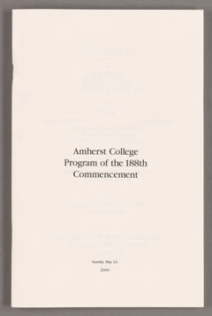Thumbnail for Amherst College Commencement program, 2009 May 24 - Image 1