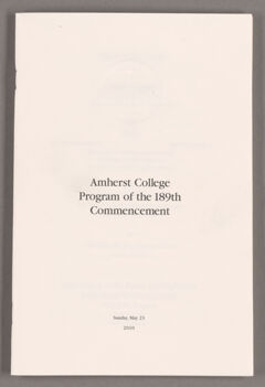 Thumbnail for Amherst College Commencement program, 2010 May 23 - Image 1