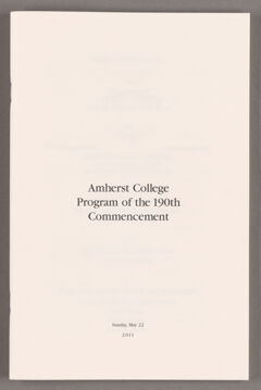 Thumbnail for Amherst College Commencement program, 2011 May 22 - Image 1