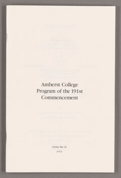 Thumbnail for Amherst College Commencement program, 2012 May 20 - Image 1