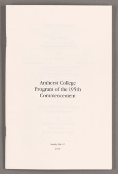 Thumbnail for Amherst College Commencement program, 2016 May 22 - Image 1