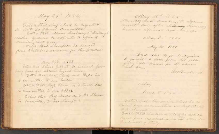 Thumbnail for Records of the faculty of Amherst College. From April 8th, 1846 to Nov. 23rd, 1866, Vol. 3 - Image 155