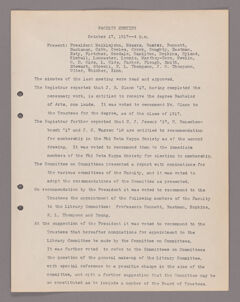 Thumbnail for Amherst College faculty meeting minutes 1917/1918 - Image 1