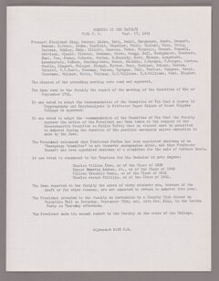 Thumbnail for Amherst College faculty meeting minutes and Committee of Six meeting minutes 1941/1942 - Image 1