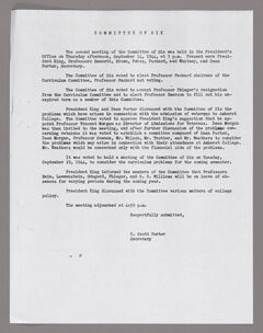 Thumbnail for Amherst College faculty meeting minutes and Committee of Six meeting minutes 1944/1945 - Image 1