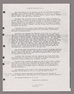 Thumbnail for Amherst College faculty meeting minutes and Committee of Six meeting minutes 1957/1958 - Image 1