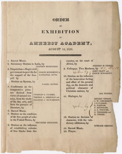 Thumbnail for Amherst Academy exhibition program, 1823 August 14