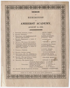 Thumbnail for Amherst Academy exhibition program, 1824 August 11