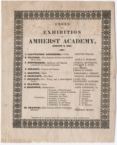 Thumbnail for Amherst Academy exhibition program, 1825 August 9