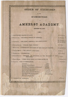 Thumbnail for Amherst Academy exhibition program, 1827 August 20