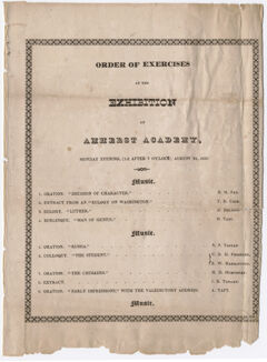 Thumbnail for Amherst Academy exhibition program, 1829 August 24