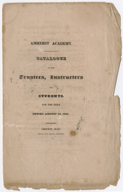 Thumbnail for Amherst Academy catalog, 1826 summer term - Image 1