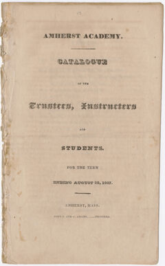Thumbnail for Amherst Academy catalog, 1827 summer term - Image 1