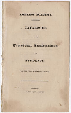 Thumbnail for Amherst Academy catalog, 1827 fall term - Image 1