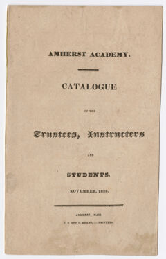 Thumbnail for Amherst Academy catalog, 1828 fall term - Image 1