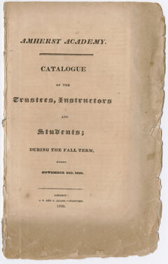 Thumbnail for Amherst Academy catalog, 1830 fall term - Image 1